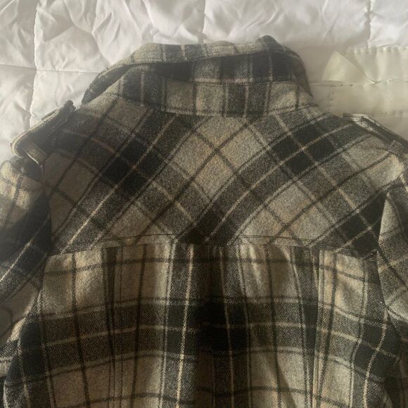 Ruff Hewn Stylish Wool Crop Jacket Blazer Casual Button Down Gray Plaid‎ - Picture 9 of 12